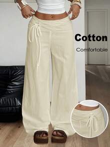 Coolane Women's Summer Vacation Casual Holiday Renaissance Fair Daily Wear Comfortable Butter Yellow Straps Baggy Wide Leg Pants Summer Outfits For Women - Apricot - View 5