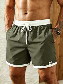 Manfinity KASUA Pantalones cortos de playa de verano con cordón de dos tonos para hombre, vacaciones - Multicolor - Ver 4