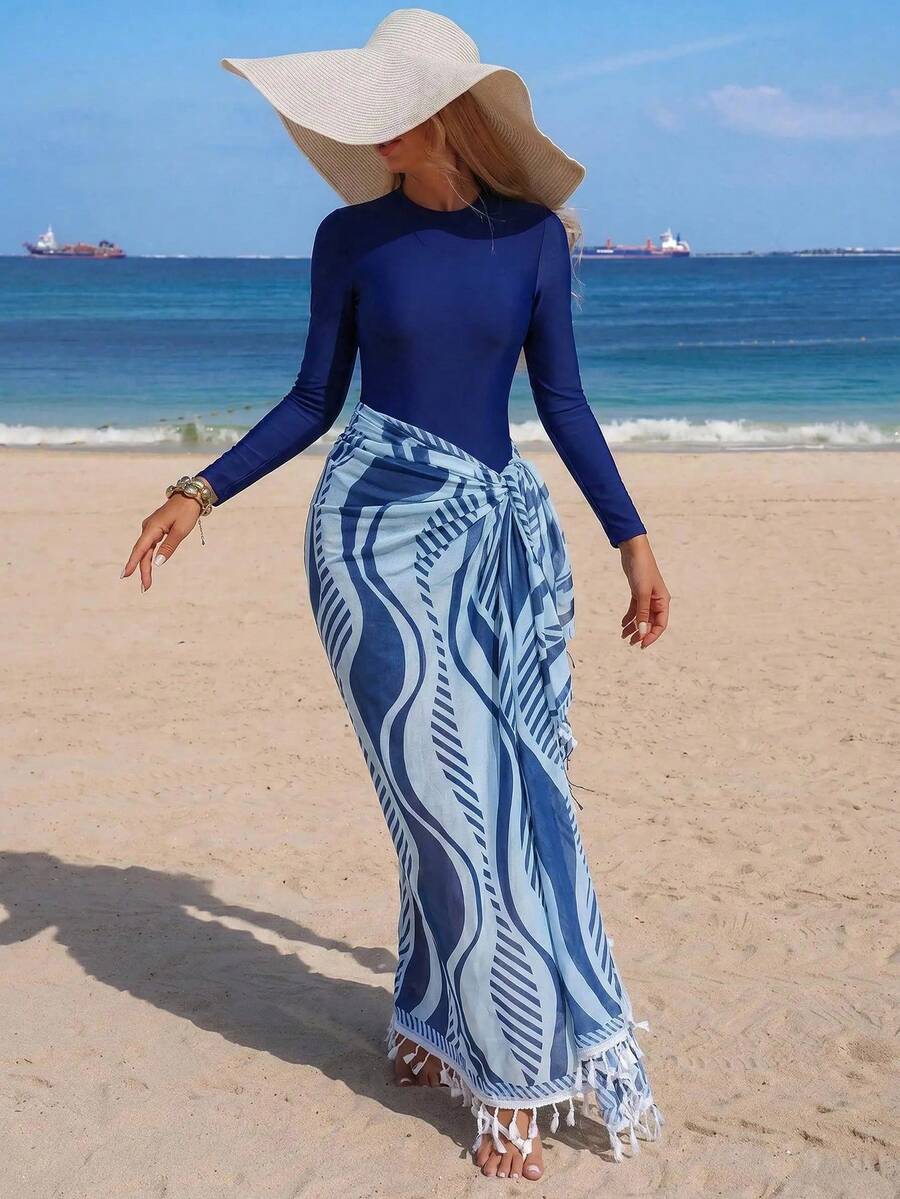 Swim Mulvari 26SS 春夏度假海灘高階精緻優雅保守波希米亞風 2 件式泳衣套裝附裙子布基尼 - 彩色 - 查看 1
