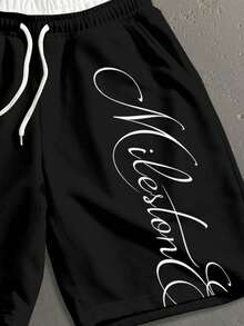 Salvezio Men's Lace-Up Double Layer Waist Sweatpants - Black - View 4