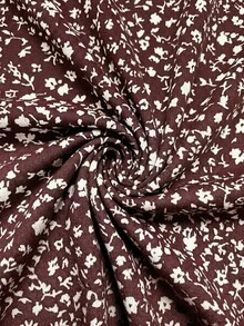 SHEIN Clasi Women's Ditsy Floral Midi Vacation Dress Vacation White Floral Summer Boho - Brown - View 6