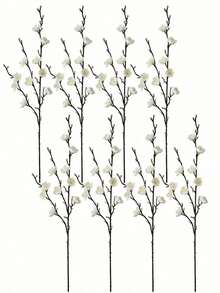Cirelle 4/8入 白色梅花人造花 21.7吋 假冬青長莖塑膠花，適用於居家、飯店、辦公室、婚禮派對、花園裝飾，新年、聖誕節、情人節、餐桌裝飾、家庭用餐、婚禮佈置、高級飯店用品、喬遷禮物、夏季居家裝飾 - 彩色 - 查看 12