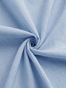 Core Aspect Men's Light Blue Geometric Jacquard Short Sleeve Shirt, Suitable For Office & Commute, Spring/Summer, Formal - Baby Blue - View 7