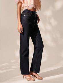 Willow Rêve Jeans casuales y versátiles para ir al trabajo de las mujeres - Azul lavado oscuro - Ver 5
