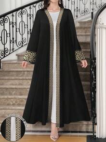 SHEIN Najma Abaya de manga larga informal, adecuada para primavera y otoño - Multicolor - Ver 1