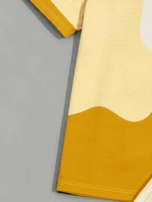 Sorvial Men's Short Sleeve Crew Neck T-Shirt And Pocket Shorts Set - Yellow - View 5