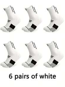 6 pares de calcetines de baloncesto de colores mixtos, calcetines de hombre con suela de toalla, calcetines de compresión para fútbol, correr y deportes al aire libre - Multicolor - Ver 5