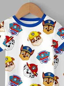 SHEIN | PAW Patrol Set Piyama Rumahan Kasual Sehari-hari untuk Bayi Laki-laki, Atasan Lengan Pendek Berkerah Bulat Motif Kartun dan Celana Panjang - MultiWarna - View 5