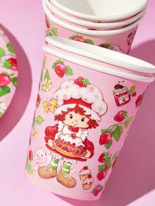 Strawberry Shortcake X SHEIN Vaso de papel desechable, Plato de papel, 10 piezas cada uno - Multicolor - Ver 4