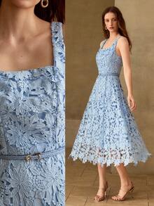 MOTF PREMIUM Sky Blue Floral Print Dress - Sky Blue - View 8