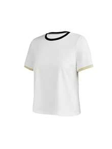 SHEIN Cheerettes Women's Simple Versatile Striped Colorblock Round Neck Short Sleeve Sports T-Shirt 2pcs/Set - Multicolor - View 4