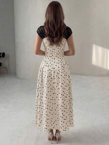 Women's Solid Color Dress, Square Neck, Short Sleeves, Minimalist Everyday Wear - 鵝黃色 - 查看 2