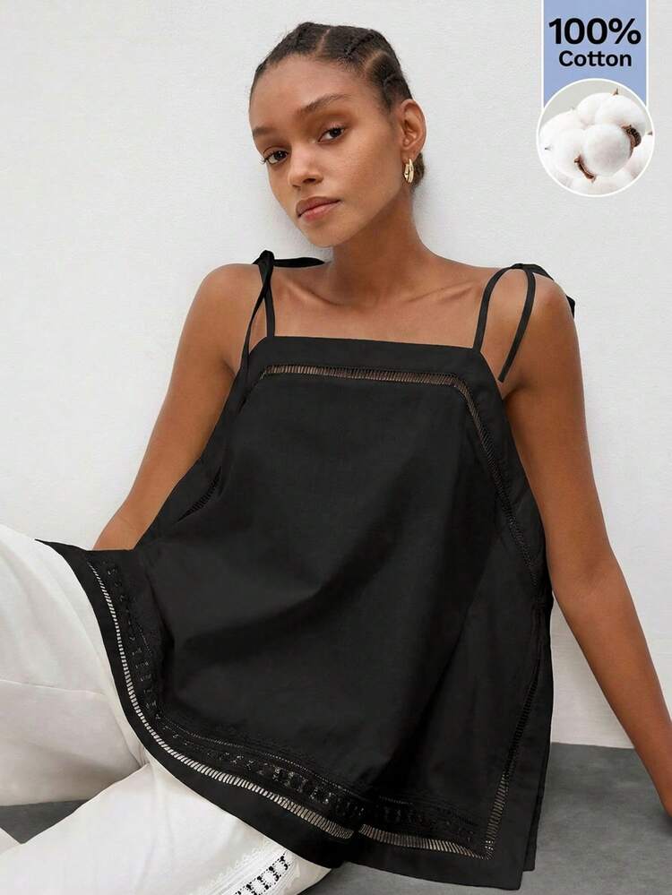 SHEIN Maija MAIJA Vacation Boho Crochet Cutout Sleeveless Crop Top