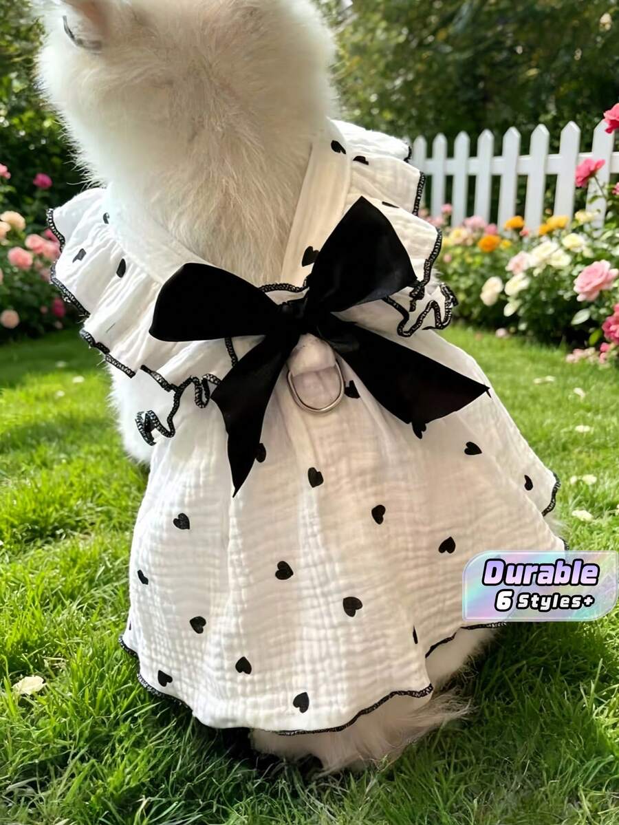 Chaleco de moda con patrón de corazón negro para mascotas, ropa para perros y gatos, chaleco de estilo lindo para perros y gatos pequeños como Teddy, Bichón, Pomerania - Multicolor - Ver 1