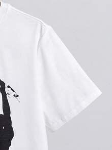 SHEIN Tween Boy Casual Minimalist, Fashion Classic, Y2K, Style, Sporty Short Sleeve Crew Neck T-Shirt, Suitable For Spring/Summer - White - View 4