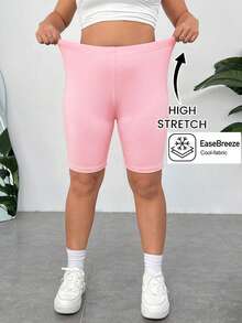 SHEIN EZwear Light Pink Cooling Plus Size Tight Shorts - Baby Pink - View 2