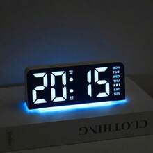 1PC Innovative LED Large Digit Clock, Date Display Desk Clock With Ambient Light, Multifunctional Digital Alarm Clock, Home Decor, Great Gift For Holidays. School Decor, Surprise Gift, Dorm Decor, Back To School Room Decor, Study Supplies. - multicolor - View 1