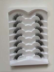 7 Pairs Brown Half False Eyelashes Cat Eye Fluffy Soft Clear Band Natural Lengthening Comfortable Reusable For Daily Travel Party Gift - Half Eyelashes - View 5