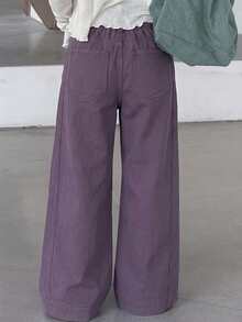 Dazy Kids Tween Girls' Casual Everyday Commute Loose Fit Solid Color Wide Leg Jeans - Purple - View 6