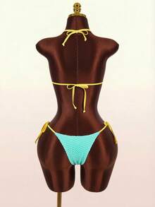 Amplova Women's Swimsuit Set With Camisole Cover-Up, Sexy Avant-Garde Vacation Set With Contrast Color Details, Cute Mini - Multicolor - View 11