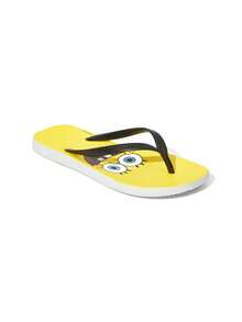 SpongeBob SquarePants | SHEIN 黃色卡通夾腳拖鞋，EVA輕量材質，腳趾保護，透氣快乾，柔軟舒適，適合室內、淋浴或海灘使用，夏季服飾，春季服飾，海灘，度假 - 黃色 - 查看 6