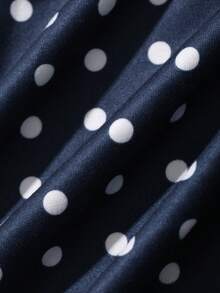 DAZY Tween Girl Summer Beach Vacation Style Polka Dot Print Contrast Lace Camisole Nightgown - Black - View 3
