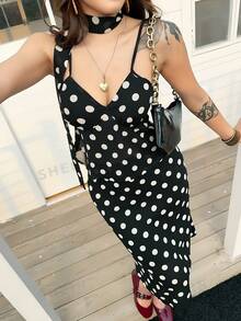 K-Vae Women's French Vintage Black And White Polka Dot Sexy Camisole Summer Chiffon Skirt Set, 2 Pieces Club Night - Multicolor - View 7