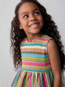 Maija Kids Maija Kids Young Girl Patchwork Striped Tank Top And Shorts 2pcs Set - Multicolor - View 5