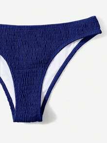 Swim Basics Bikini Swimwear With Underwire, Soft Shirred, No Need To Choose Bra Type - Navy Blue - View 4