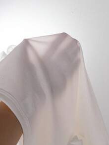 SHEIN 2件組女嬰夏季休閒開學套裝 白色短袖T恤搭配黑色刺繡裝飾 & 黑白條紋長褲 街頭風 - 彩色 - 查看 5