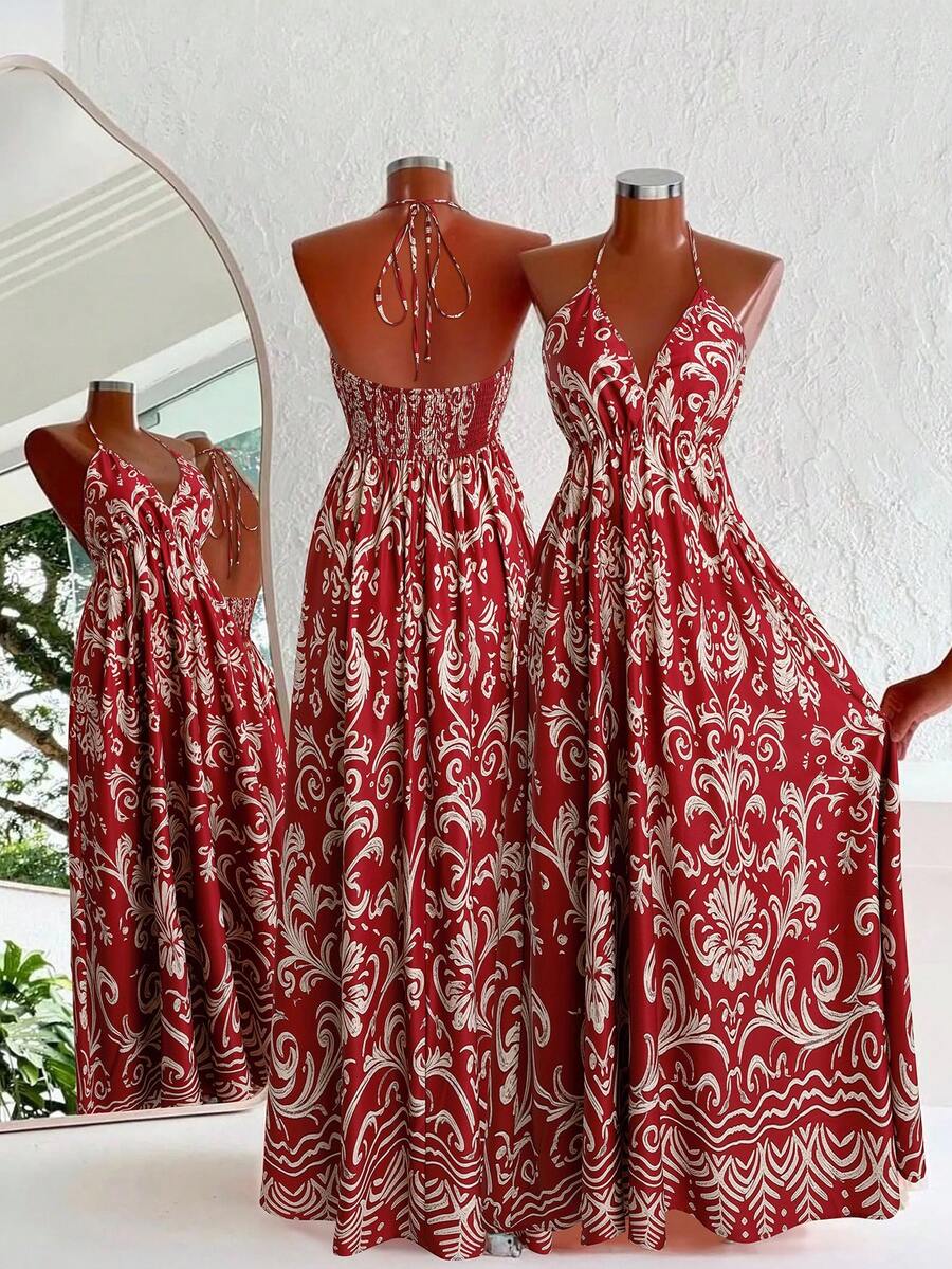 Franclia Bohemian Style Printed Beach Strap Dress - Multicolor - View 1