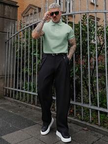 Artur Kramer Manfinity 男士纹理设计 Polo 衫 - 綠色 - 查看 5