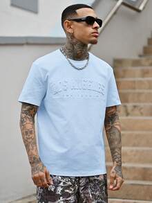 Devon Thys Light Blue Label 男士白色圆领 T 恤（面料） - 淺藍色 - 查看 4