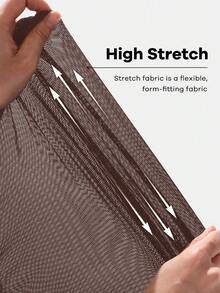 Shapeblank Plus-Size Women's Spring/Summer Fashionable Casual Elegant Loose Comfortable Everyday Holiday Basic Versatile Slimming Lace Trim Brown T-Shirt - Brown - View 8