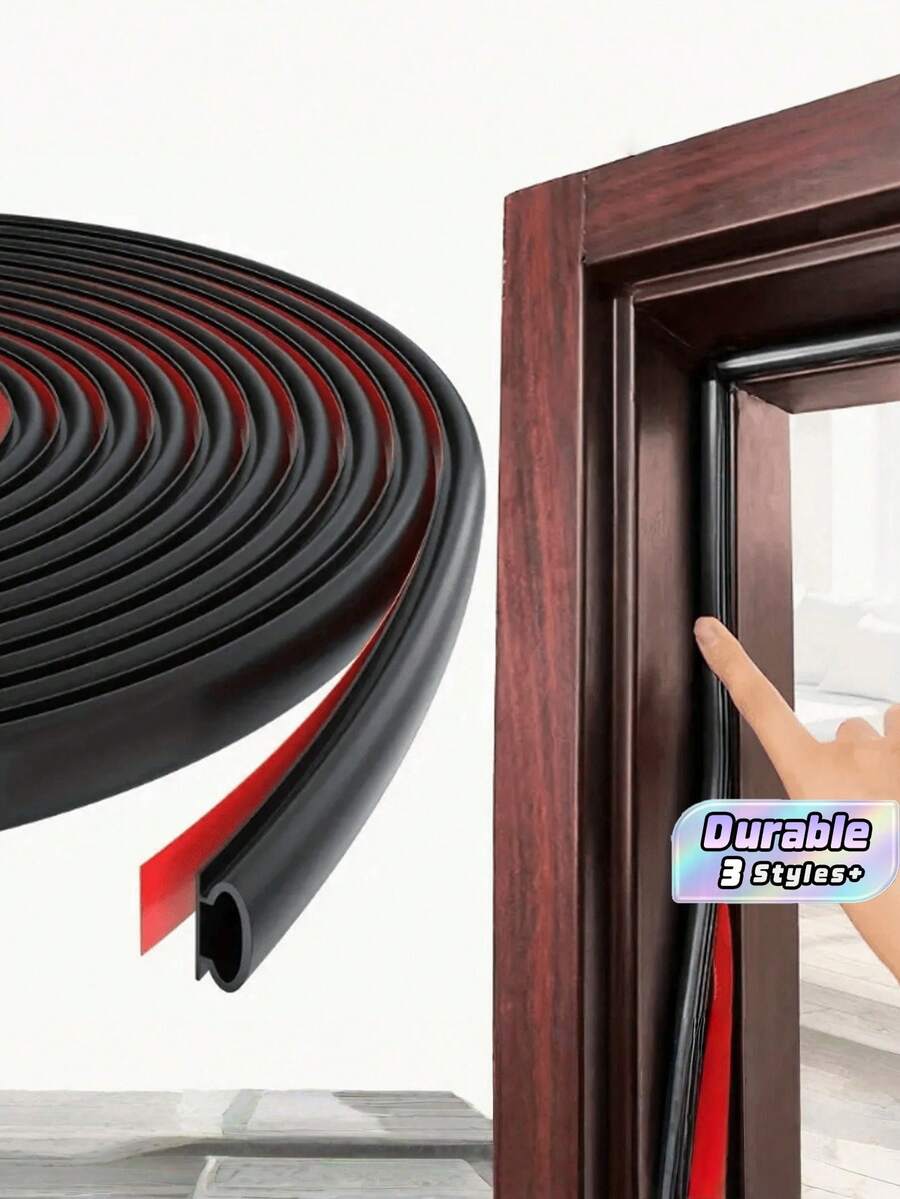 1/3pcs 6-Meter Silicone Rubber Sealing Strip, Door Sealing Strip, Professional Door And Window Self-Adhesive Window Sealing Strip, Self-Adhesive Rear Door Windproof Strip, Rubber Anti-Collision Strip, Suitable For Retail Stores, Restaurants, Hotels,