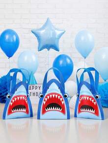 1/3/6 PCS For Business Shopping Retail Birthday Party Decoration Gift Wrapping Summer Fresh Storage Shopping Shark Shape Ocean Theme Non Woven Tote Bag Party Favor With Handle Gift Bag For Present Packaging - A - View 5