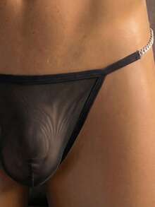DrisQ DrisQ Fashion Black Hollow Mesh Double Pouch Mid-Waist Men's Sexy Underwear - Black - View 6