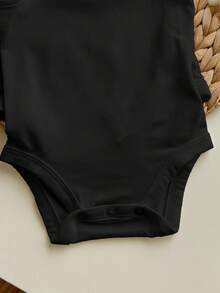 SHEIN Babygirl Casual Minimalist Knit Solid Color Camisole Snap-Bottom Camisole 3pcs Set - Black - View 3