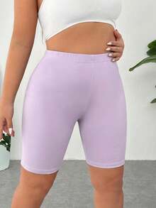 SHEIN EZwear 淺灰色紫色涼感大尺碼緊身短褲 - 淺灰紫 - 查看 5