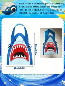 1/3/6 PCS For Business Shopping Retail Birthday Party Decoration Gift Wrapping Summer Fresh Storage Shopping Shark Shape Ocean Theme Non Woven Tote Bag Party Favor With Handle Gift Bag For Present Packaging - A - View 3