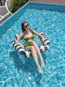 1pc Floating Pool Lounge Chair, Adult Inflatable Pool Hammock Chair, Pool Floating Bed Chair, Floating Pool Sofa With Blue Floral Pattern, Suitable For Summer Pool Party - multicolor - View 6