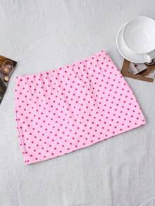 SHEIN Girls' Polka Dot Pattern Casual Skirt Summer Fashion - Pink - View 2