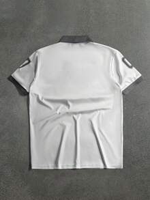 STYNVO 男士字母印花短袖休閒通勤POLO衫 - 白色 - 查看 2