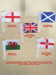 5/15Set UK England Scotland Wales Northern Ireland Colorful Hand Held Flags With 5 Poles 2 Cross Hole Transparent PVC Suction Cups Polyester Fabric For Party Festival Celebration World Cup Euro Outdoor Decoration - A - View 8