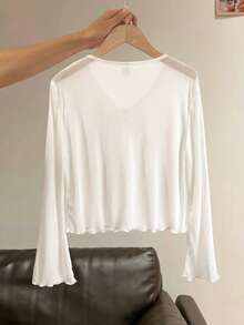 SHEIN Camicia leggera a righe con protezione solare per ragazze pre-adolescenti, primavera & estate, vacanze, estate, viaggi - Bianco - Visualizzare 2