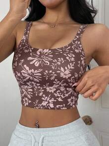 DAZY Light Shaping Solid Color Minimalist Wearable Sports Bra Women's Tank Top Sports Bra - Coffee - View 7