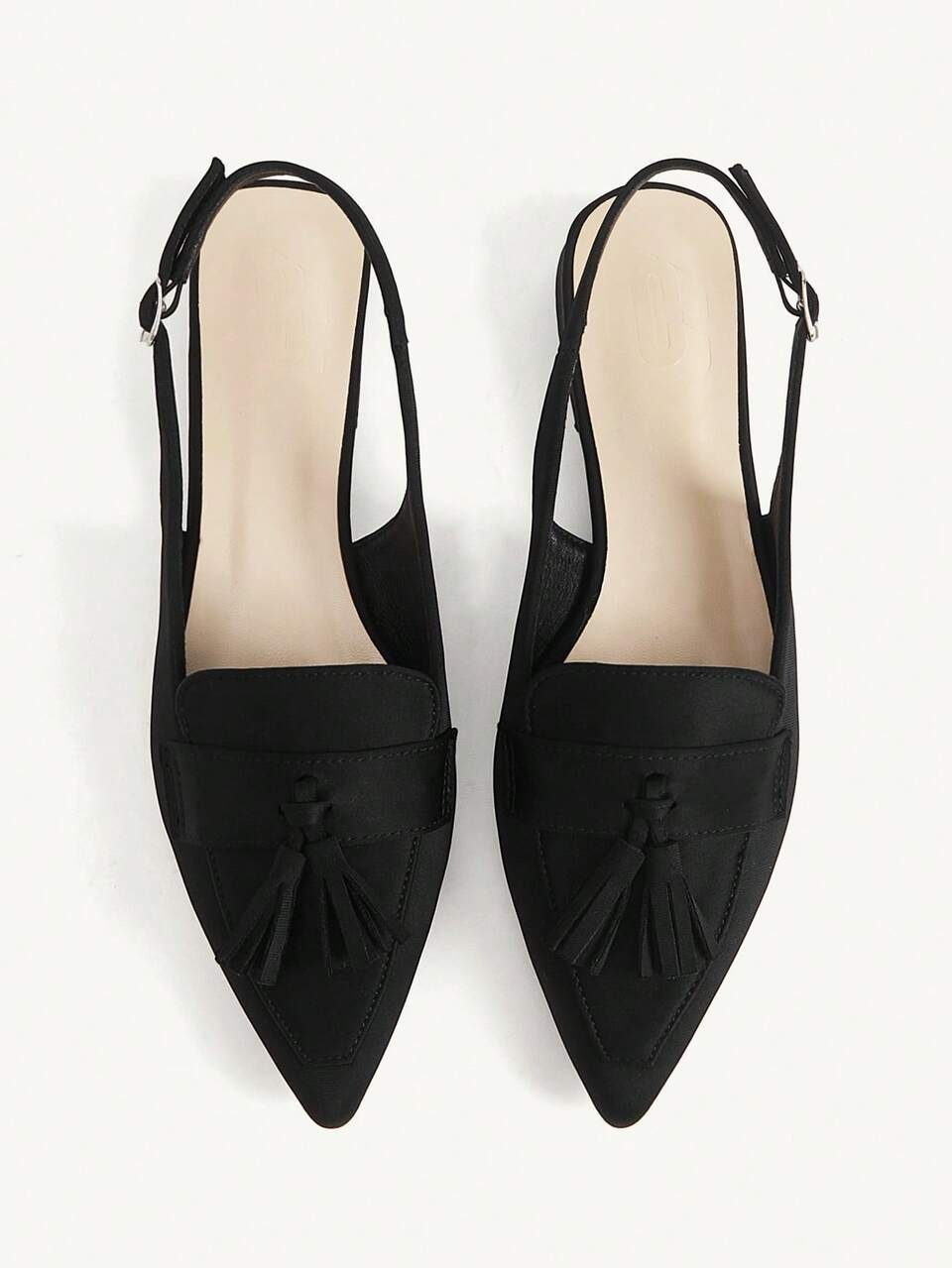 CUCCOO CHICEST Ladies' Summer New Black Flower Pointed Back Strap Shoes Elegant Breathable Commuter Women's Shoes