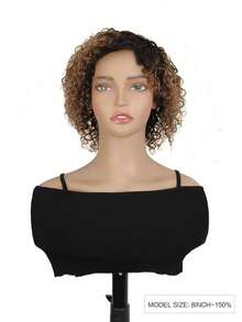 8 Inch Pixie Cut Wig Human Hair Short Bob Wigs For Women 1B/30 Ombre Honey Blonde Color Color Water Wave Human Hair Wig None Lace Front Wig With Full Machine Made Wig - S1/30 - View 2