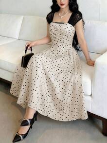 Women's Solid Color Dress, Square Neck, Short Sleeves, Minimalist Everyday Wear - 鵝黃色 - 查看 6