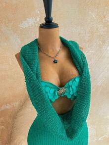 Soleia Damen-Mini-Kleid für Urlaub im Frühling/Sommer, romantisch, sexy, Vintage, mit Pailletten, Kapuze und Wasserfall-Ausschnitt, mit Pailletten-Cups, tropischer Urlaubs-Look, für Date, Nachmittagstee, Strand, Kreuzfahrt, Roadtrip, Städtereise, Musikfestival-Outfit, Party, Boho, Hippie, Western, Karneval, St. Patrick's Day - Dunkelgrün - Übersicht 3